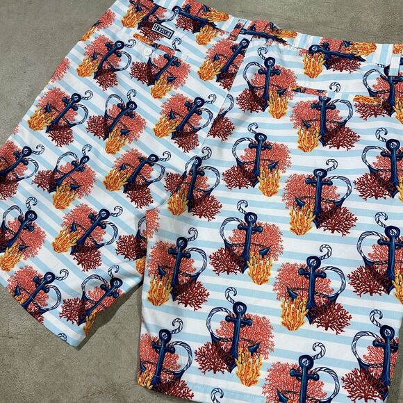 Hreski Shorts Mens 44 Multicolor Anchors Coral EUC - Picture 6 of 10